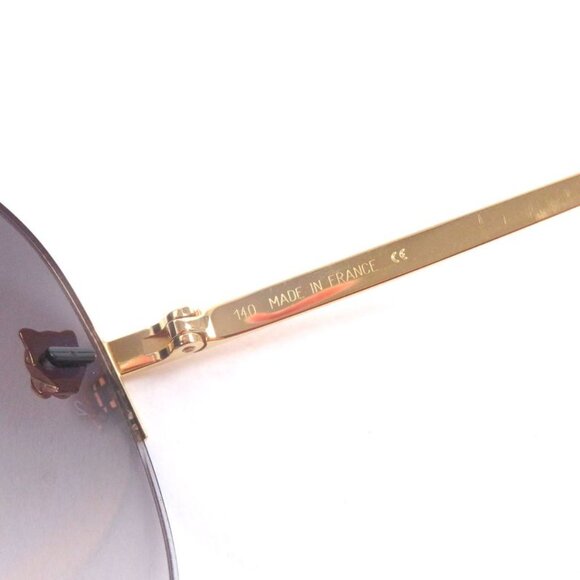 Cartier Panthere de Cartier Teardrop Aviator Sunglasses Gold Gray Lenses main image 11